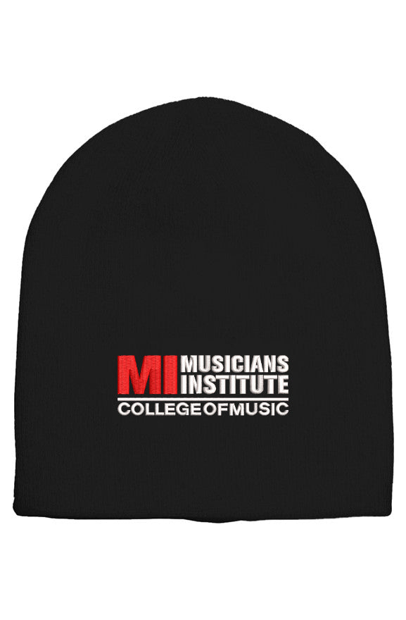 Unisex Embroidered MI Logo Short Beanie - Black