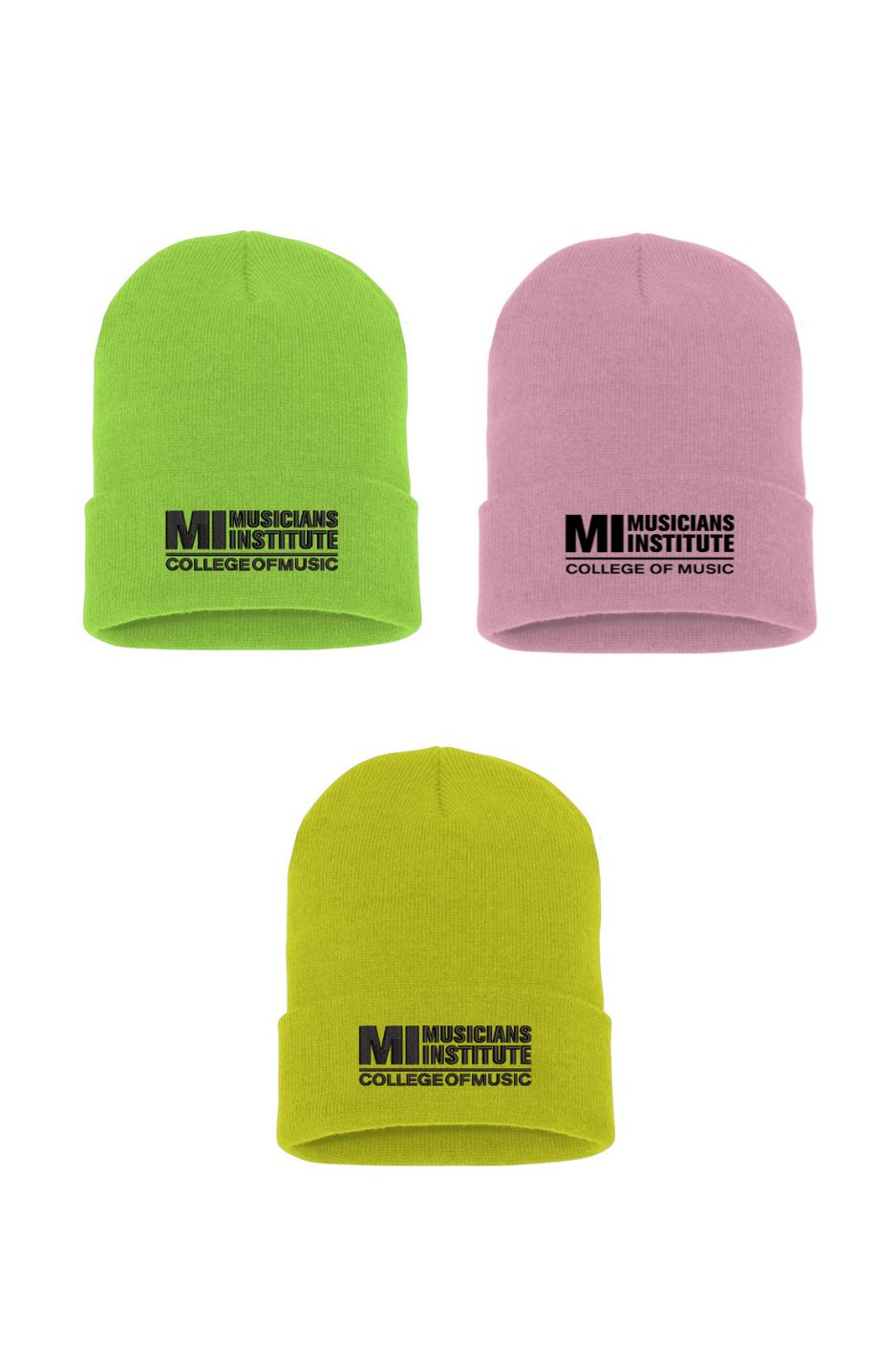 Unisex Embroidered MI Logo Cuffed Beanie - Black Logo