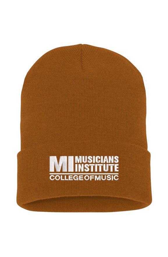 Unisex Embroidered MI Logo Cuffed Beanie - White Logo