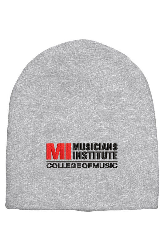 Unisex Embroidered MI Logo Short Beanie - Heather Grey