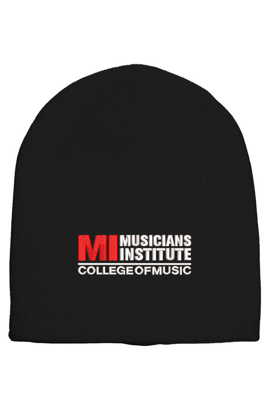 Unisex Embroidered MI Logo Short Beanie - Black